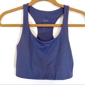 Girlfriend Collective Paloma Racerback Sports Bra Crop Top Long Line Blue XS
